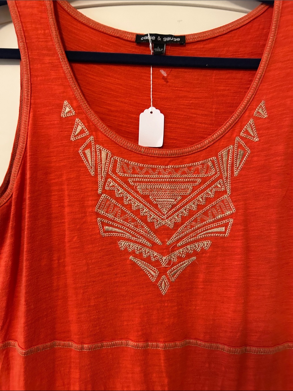 Cable & Gauge Orange Sleeveless Embroidered Maxi Dress - Picture 3 of 8